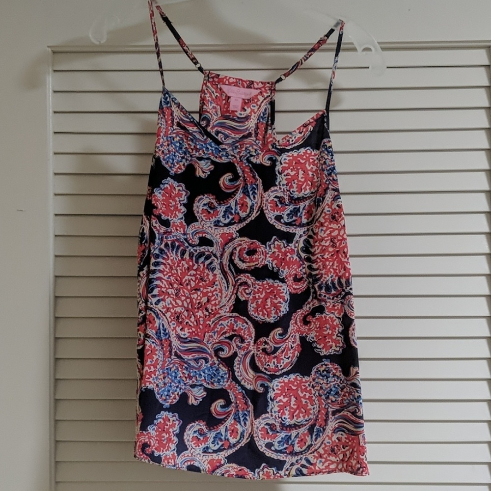 Lilly Pulitzer 100% Silk Racer Back Tank Top